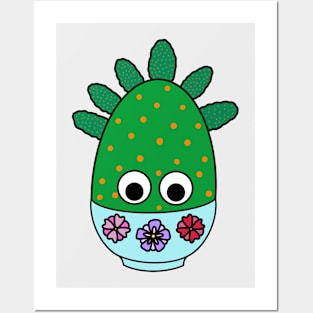 Cute Cactus Design #253: Tuna Cactus In Floral Bowl Posters and Art